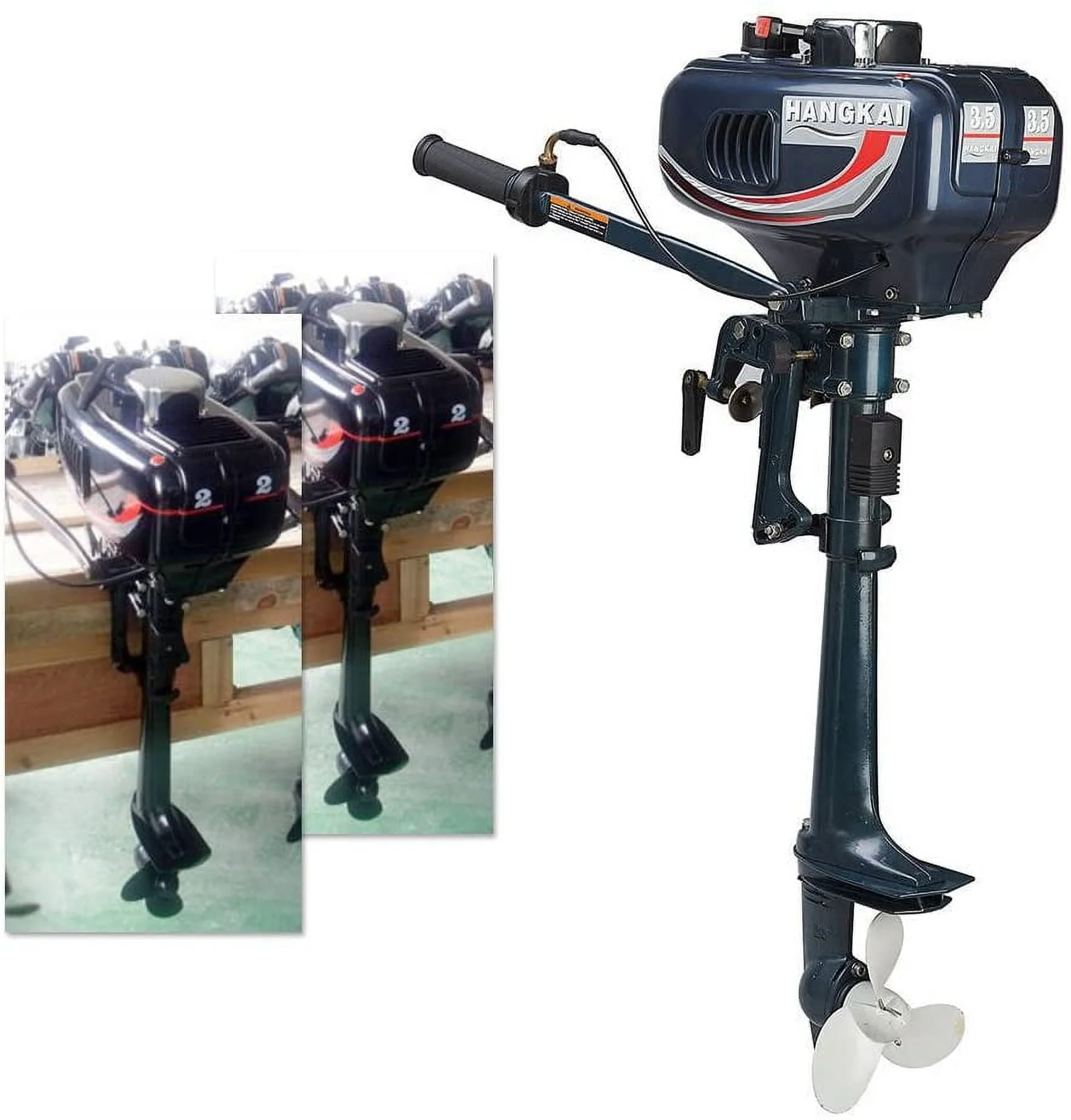 2 Stroke 3 5 HP Heavy Duty Outboard Motor Boat Engine Water Cooling 92CM Length Image 2