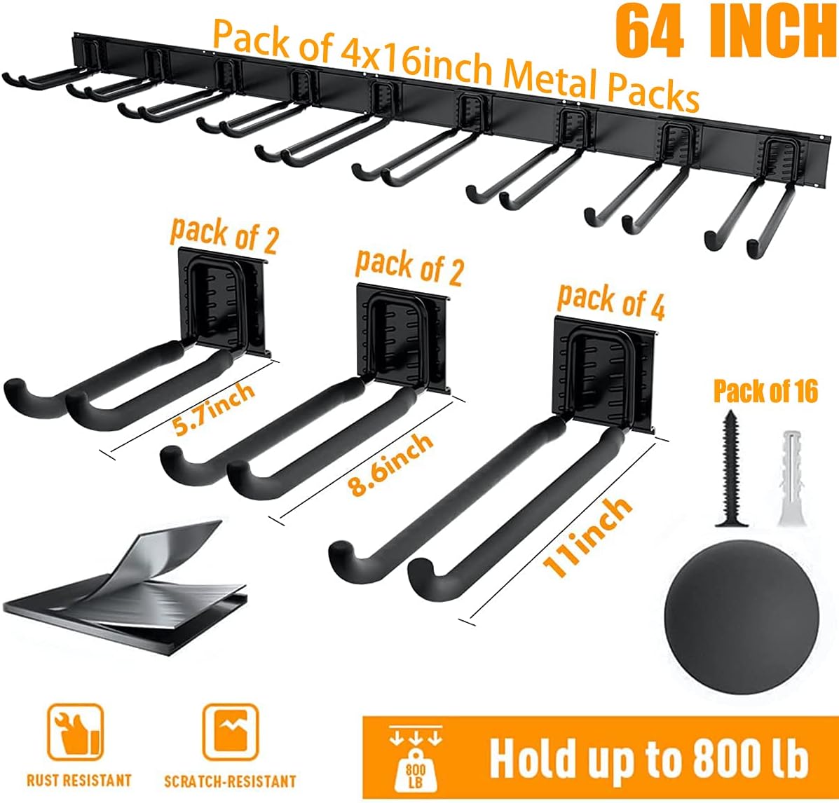 TORACK Tool Storage Rack Heavy Duty Garage Wall Mount Garden Tool Organizer