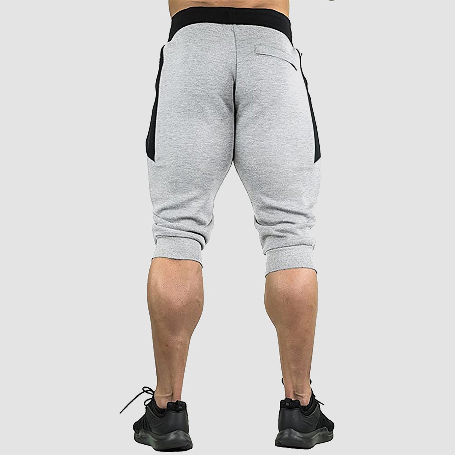 Pantalon de survêtement d'été 3/4 en coton pour homme, poches zippées, cordon de serrage, short de sport pour la salle de gym et l'entraînement