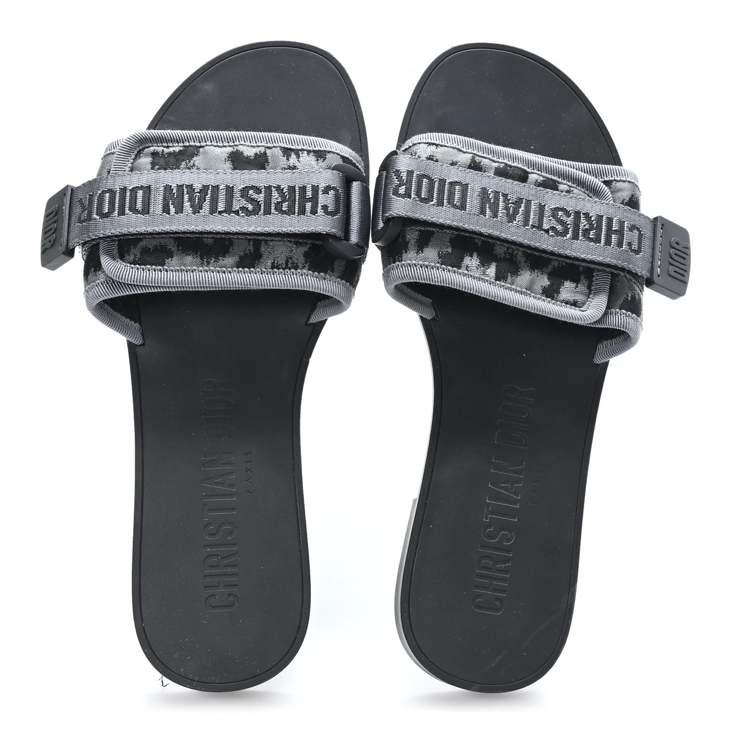 Technical Stretch Fabric Camouflage Dio(r)evolution Slide Sandals 37 Black Grey