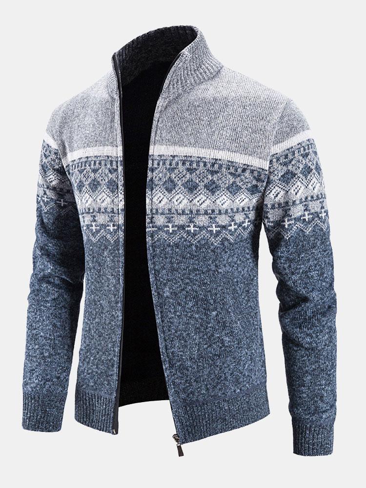 Pull zippé à imprimé géométrique