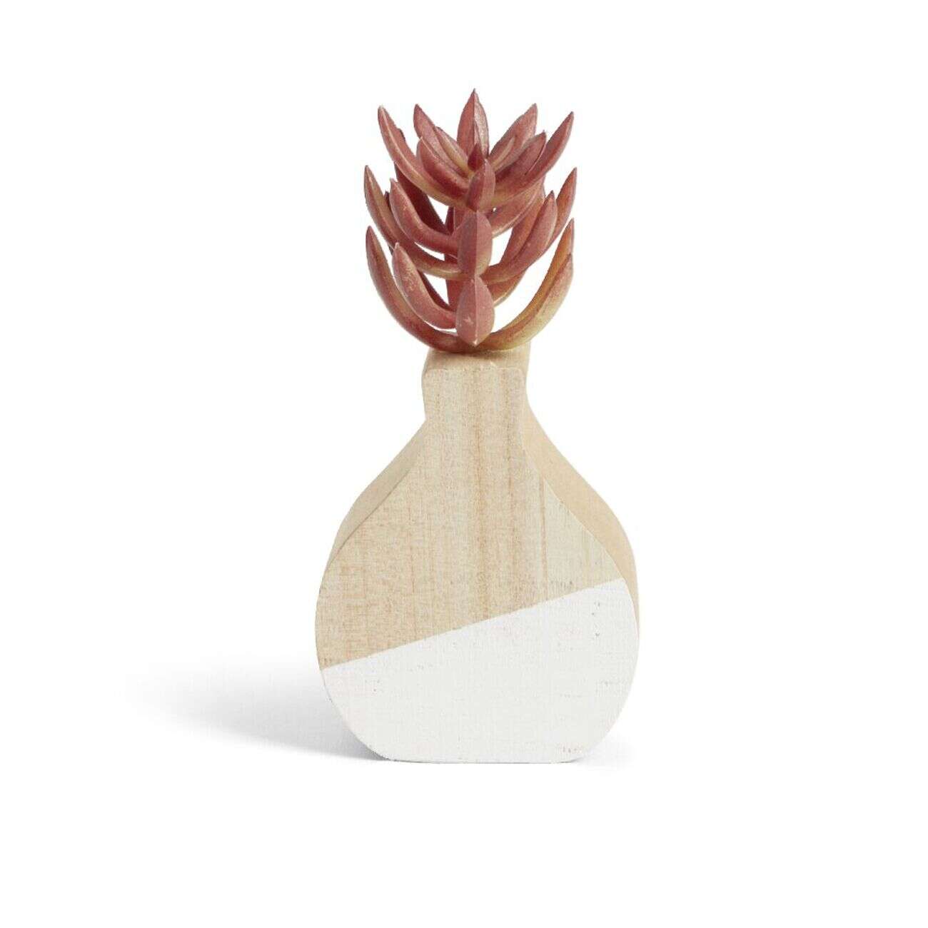 Plante artificielle dans pot MDF blanc et naturel 7,5x7xH10,5cm