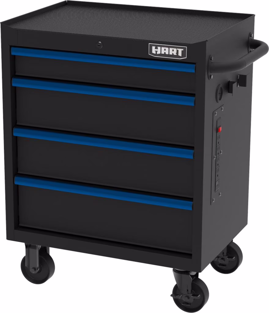 HART 26-Inch 4-Drawer Heavy-Duty Steel Tool Chest, Locking Garage Storage Organizer
