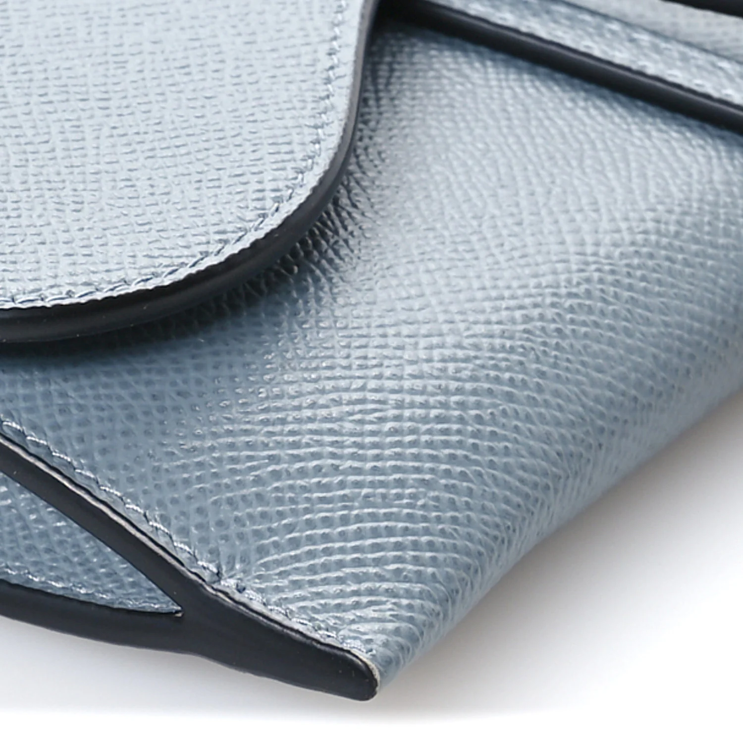 Grained Calfskin Saddle Chain Pouch Cloud Blue