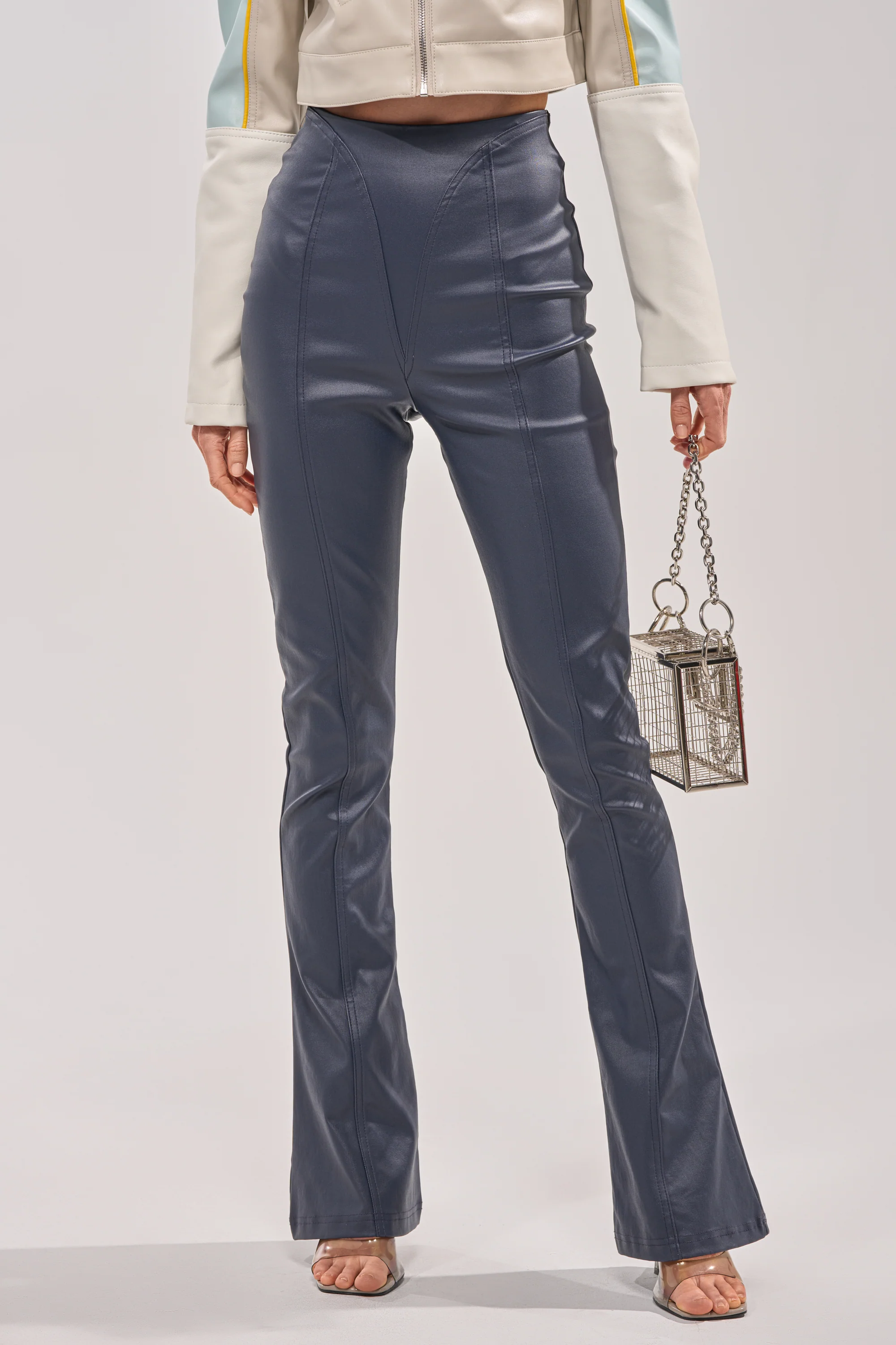 BIG CITY LIVIN FAUX LEATHER LEGGING IN NAVY - Akira Store