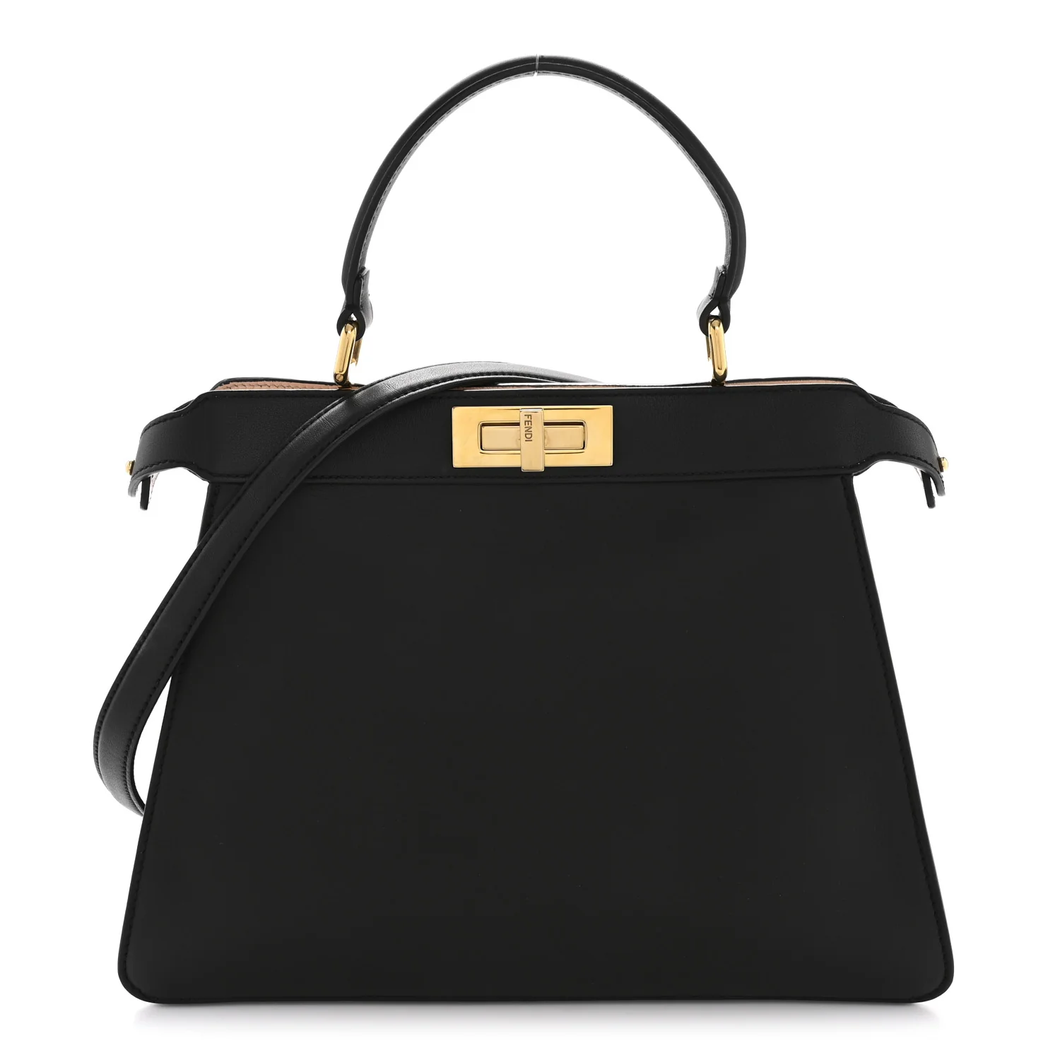 Vitello Seta Shiny Nappa Medium Peekaboo I SEE U Satchel Black Light Rose