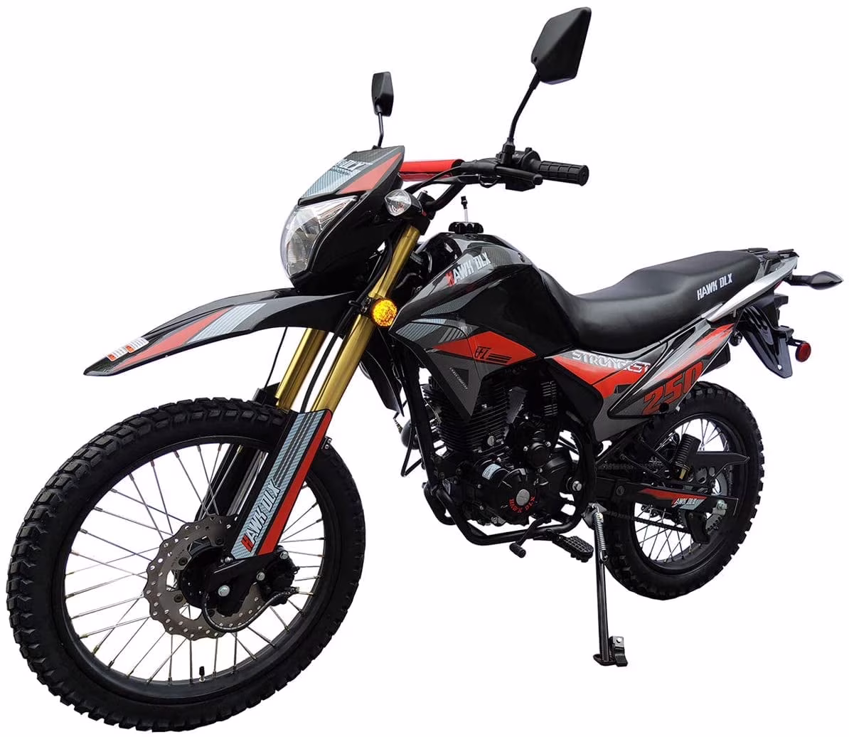 Hawk DLX 250 EFI Fuel Injection 250cc Endure Dirtbike Motorcycle RPS Enduro Bike Hawk Deluxe 5 SPEED Dual Sports Street Bike Motorcycle (Black Color)