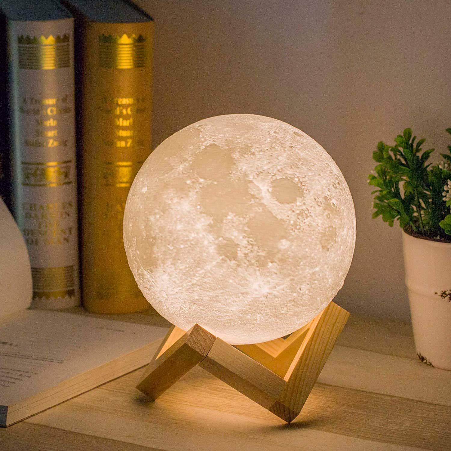 Mydethun Moon Lamp Moon Light Night Light for Kids Gift for Women USB Charging and Touch Control Brightness Warm and Cool White