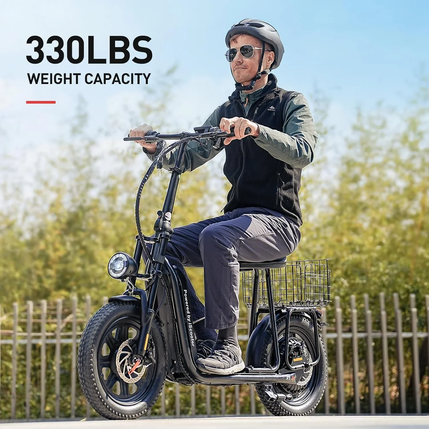 Trottinette électrique iScooter avec siège, vitesse maximale de 28/19/15,6 mph, double suspension