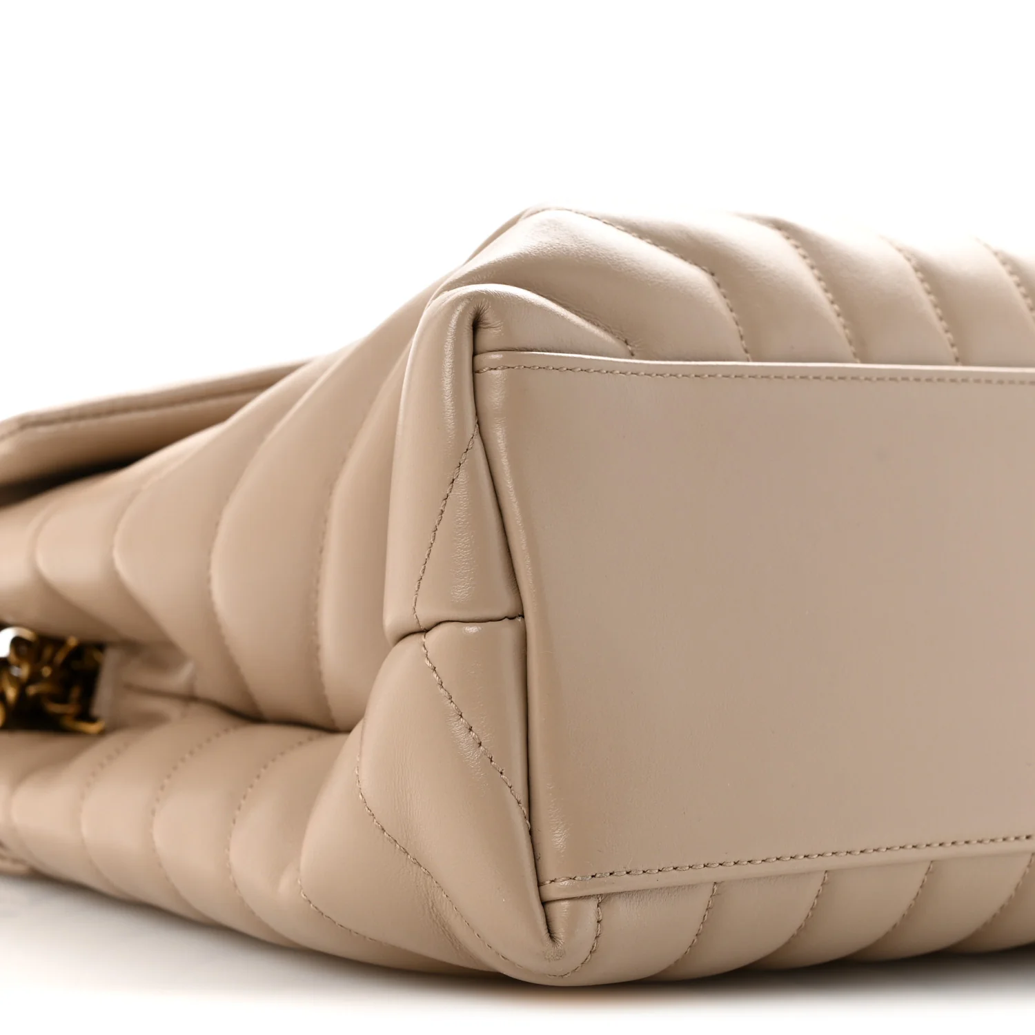 Calfskin Y Quilted Monogram Medium Loulou Chain Satchel Dark Beige