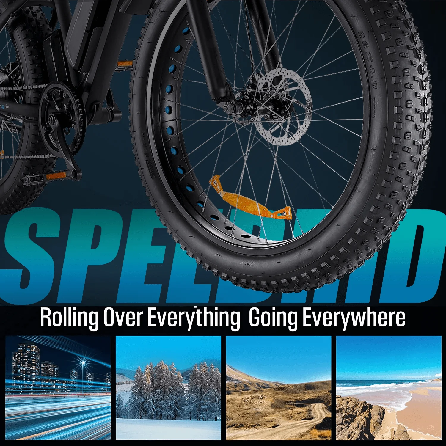 Electric Bike, 26" 4.0 Fat Tire Electric Bike for Adults 500W Adult Electric Bicycles Electric Mountain Bike w/ 48V 10.4Ah Battery and Lockable Suspension Fork Ebike for Mountain Beach Snow - Image 6