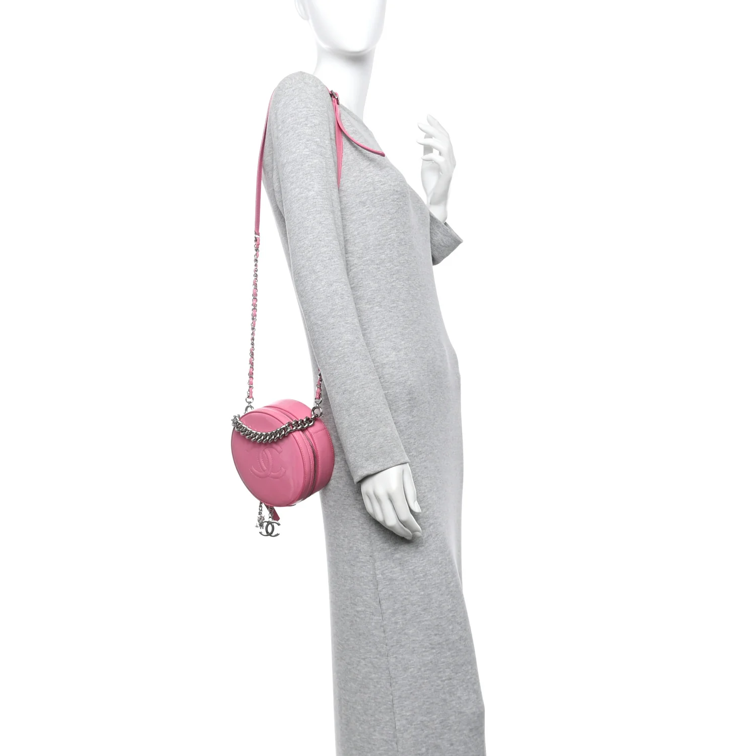 Patent Round As Earth Evening Bag Pink