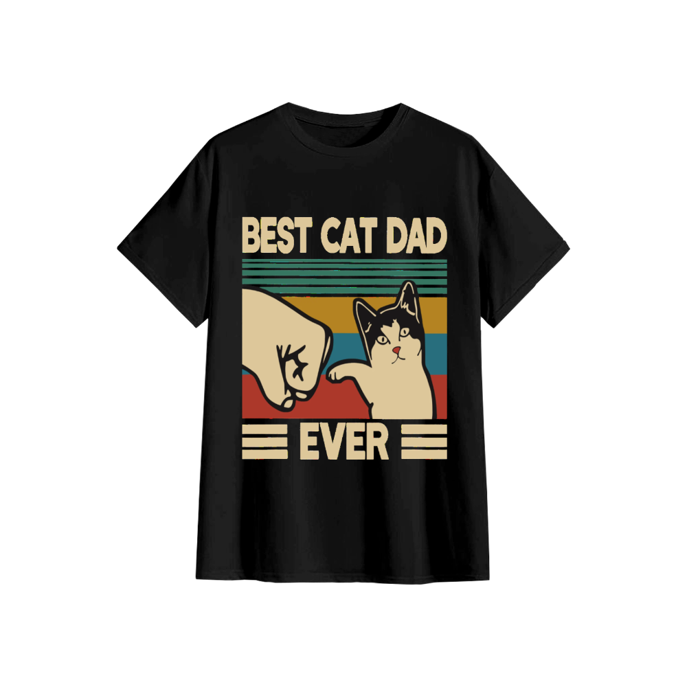 Vintage-Inspired Best Cat Dad Ever Print Top - Fun Retro T-Shirt for Cat Owners - wanlinfang