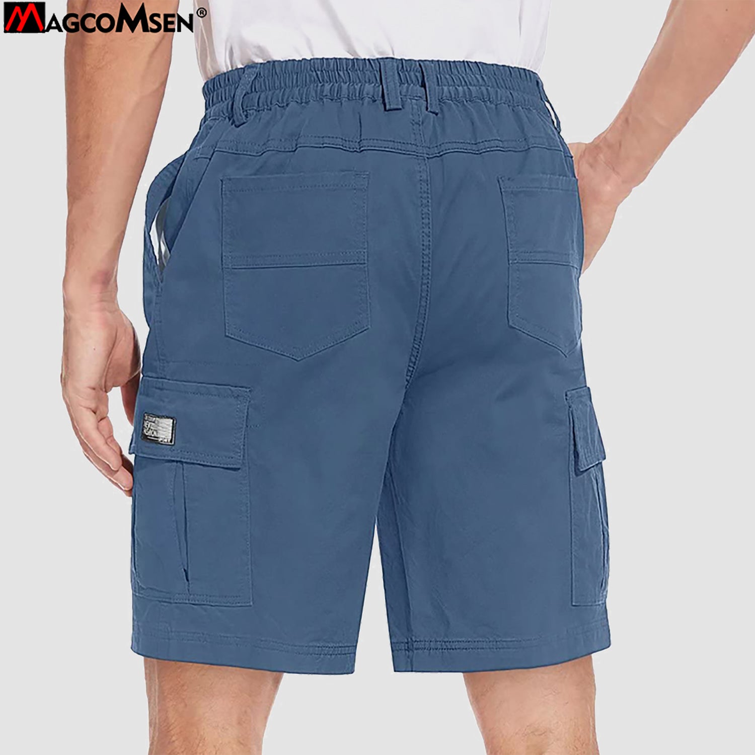Short cargo d'été léger en coton pour homme, avec poches multiples et tissu ripstop.