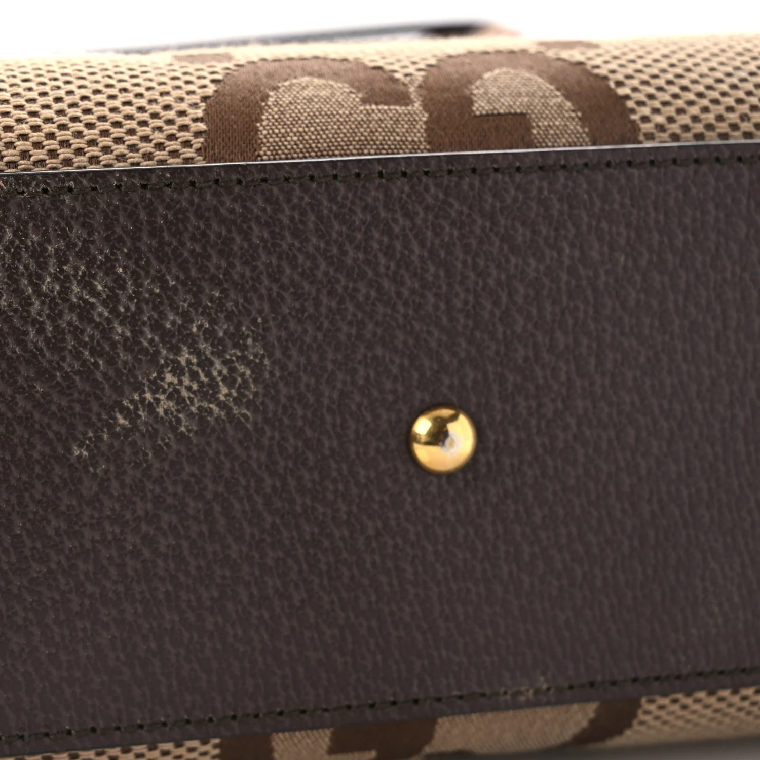 Monogram Jumbo GG Textured Dollar Calfskin Mini Diana Tote Bag Camel Ebony New Acero