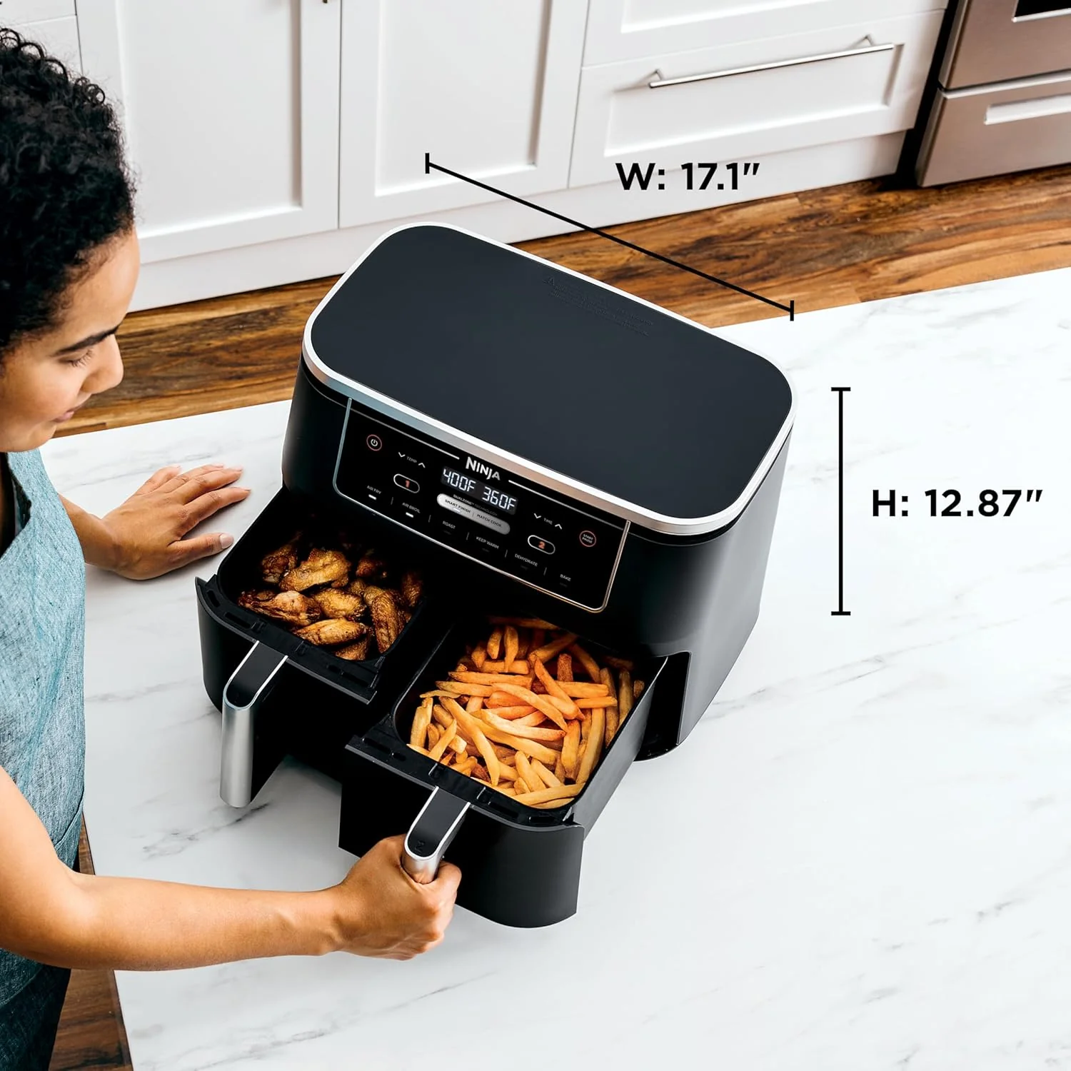 Friteuse à air Ninja Foodi 6-en-1 FlexBasket avec MegaZone de 7 pintes et séparateur de panier