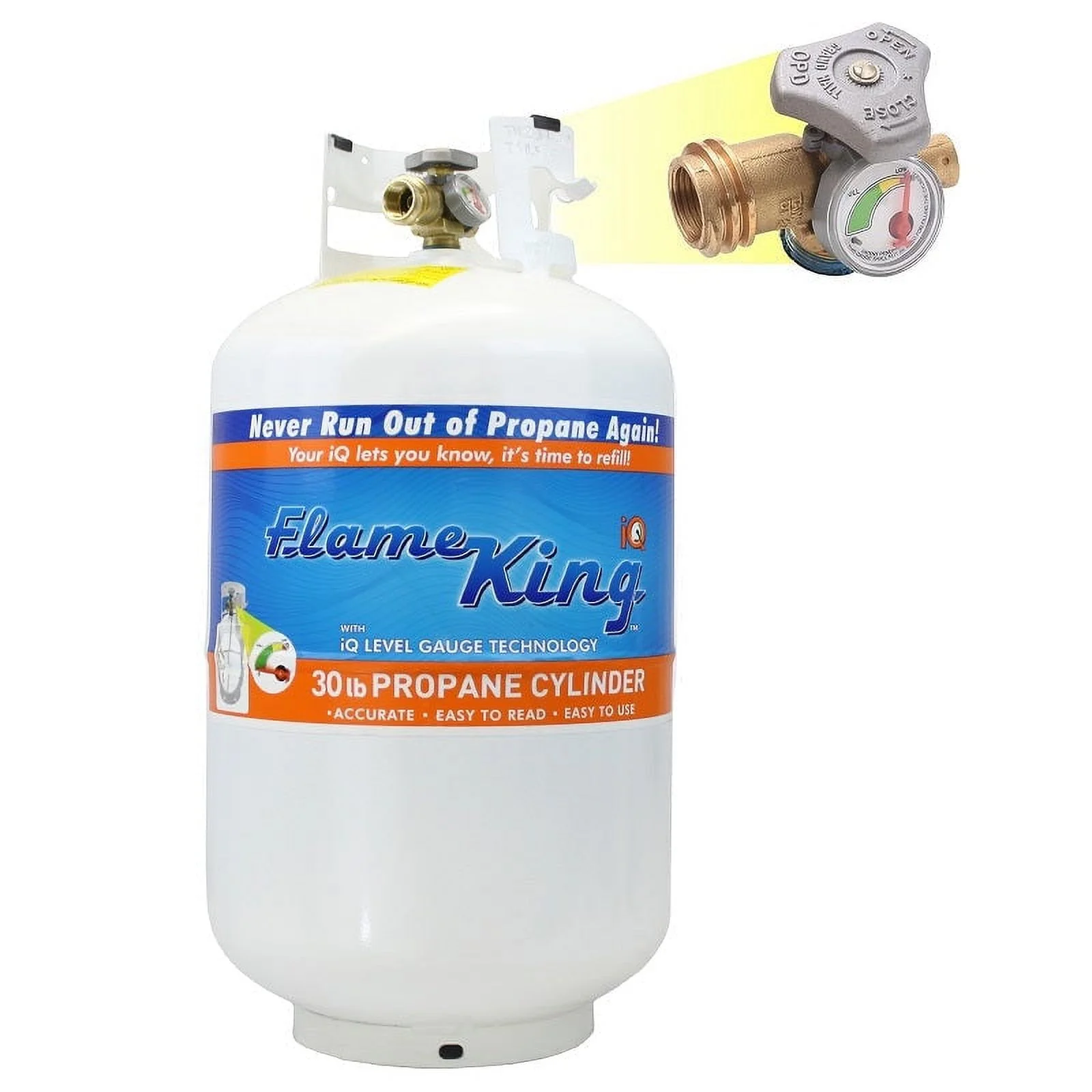 Flame King Empty Steel Propane Tank LP Cylinder with OPD Valve & Built - in Gauge, 30 lb