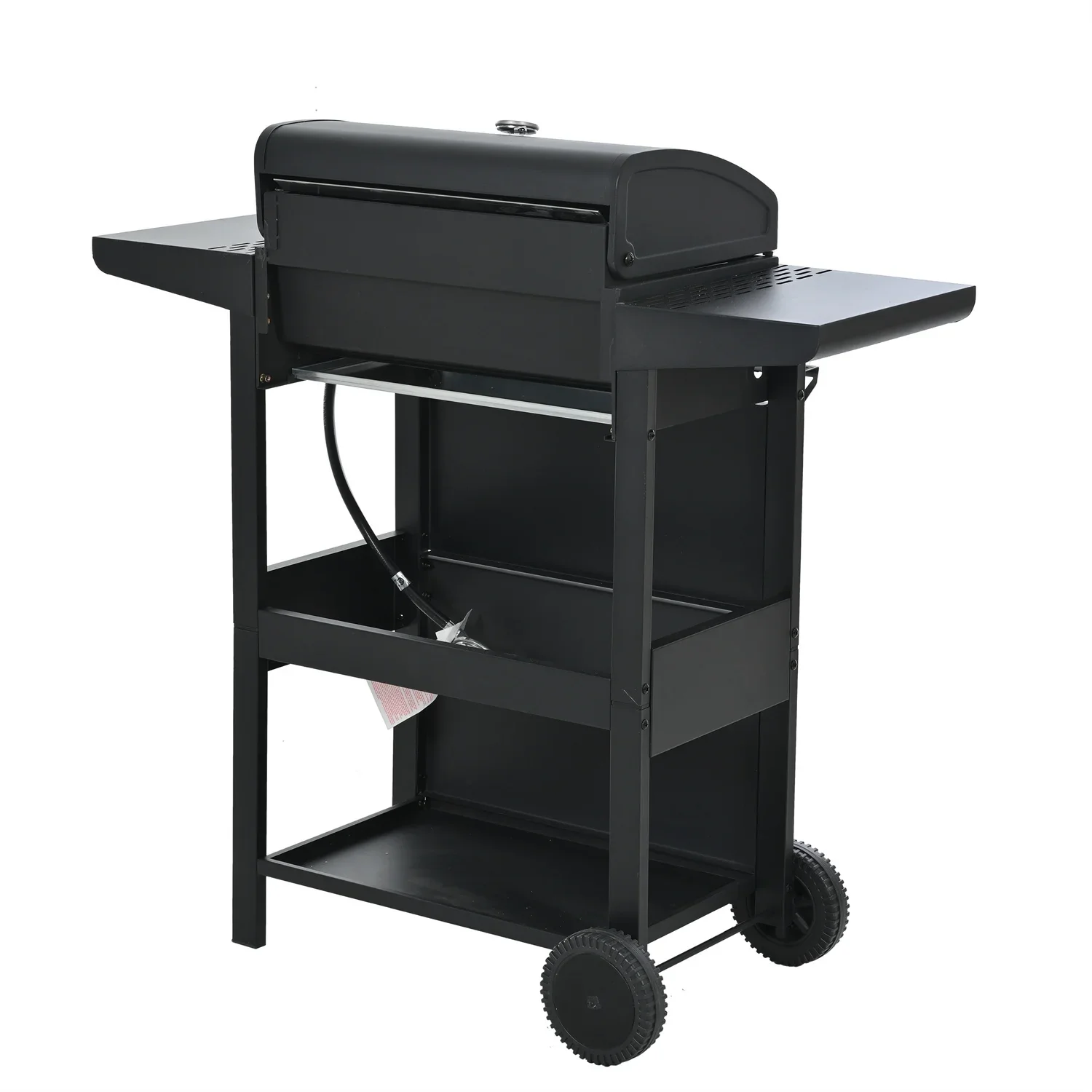 Highsound 3 Burner BBQ Propane Gas Grill, Stainless Steel 25650 BTU Patio Garden Barbecue Grill with Thermometer, Black