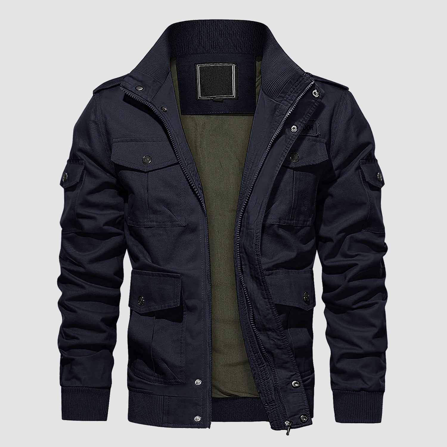 Veste décontractée pour homme, manteau en coton léger, veste d'automne, veste cargo tactique à col montant