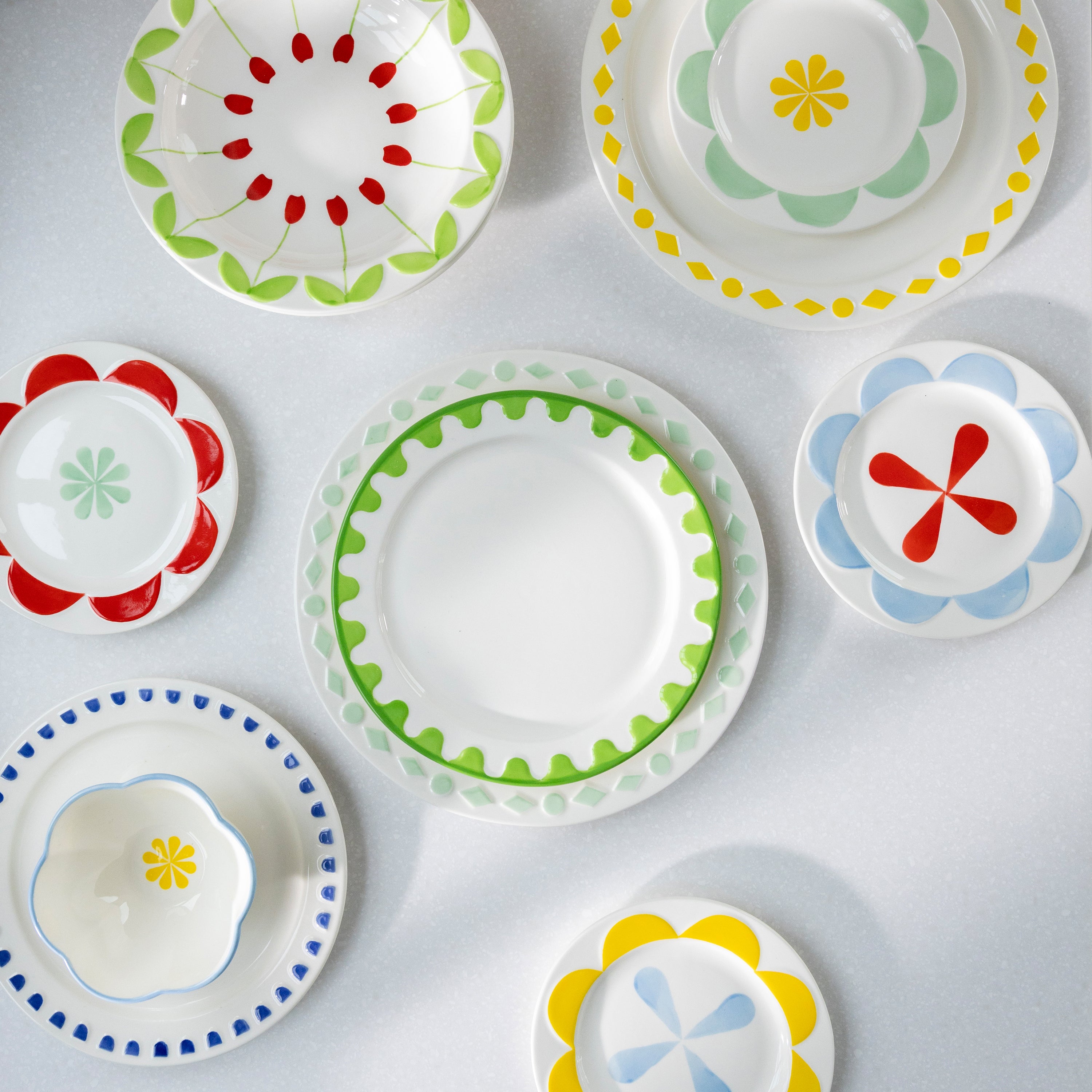 &k amsterdam Folk Bord Ø 27,5 cm - Geel - Set van 2