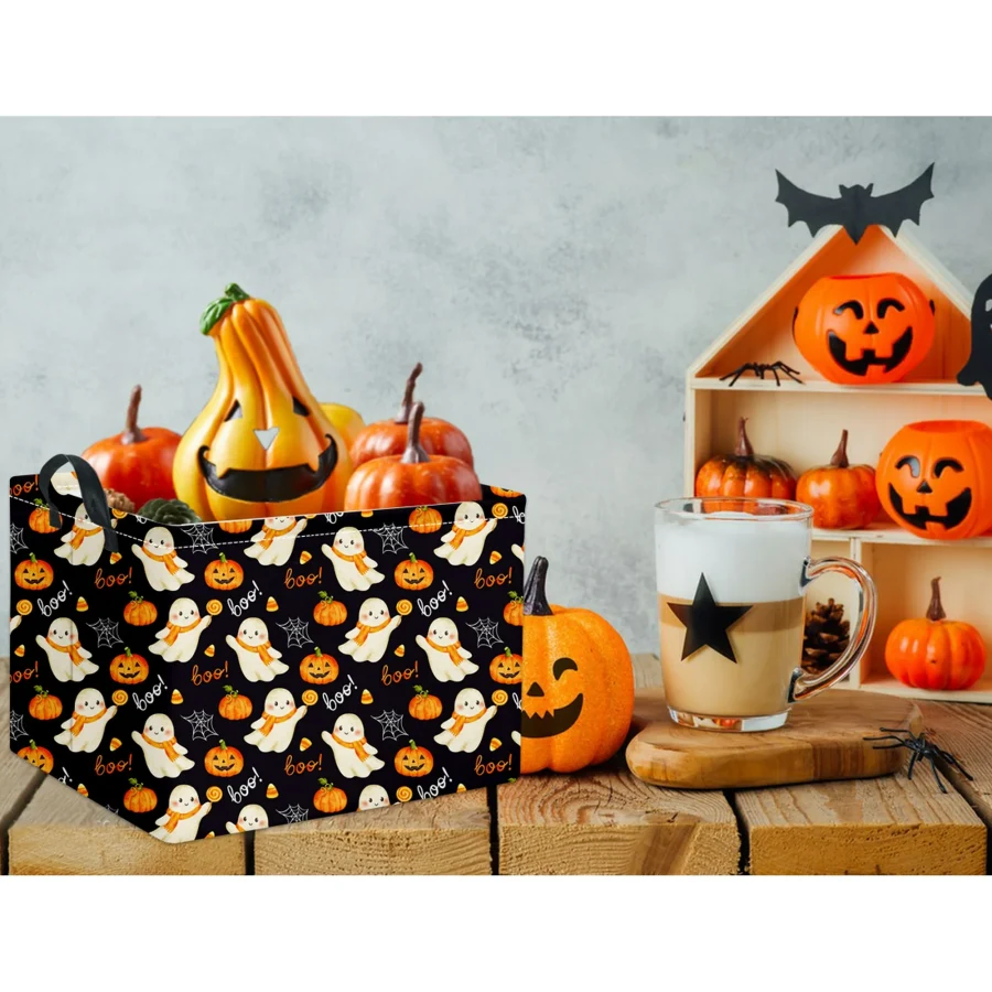 Halloween Kids Storage Basket, Black Pumpkin Design