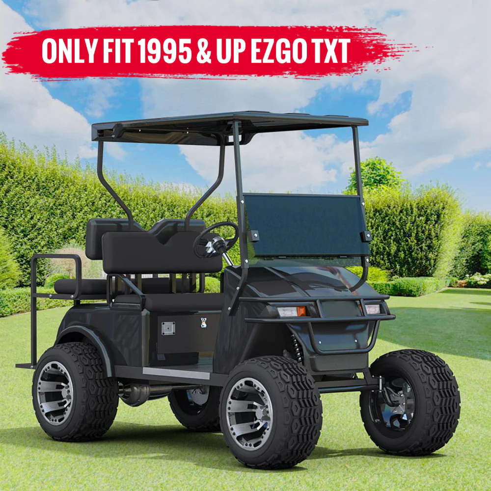 Flip Folding Rear Back Seat Kit Compatible with EZGO TXT Golf Cart | Black Cushions | 1995 Up You Will Receive (2) Packages Image 4