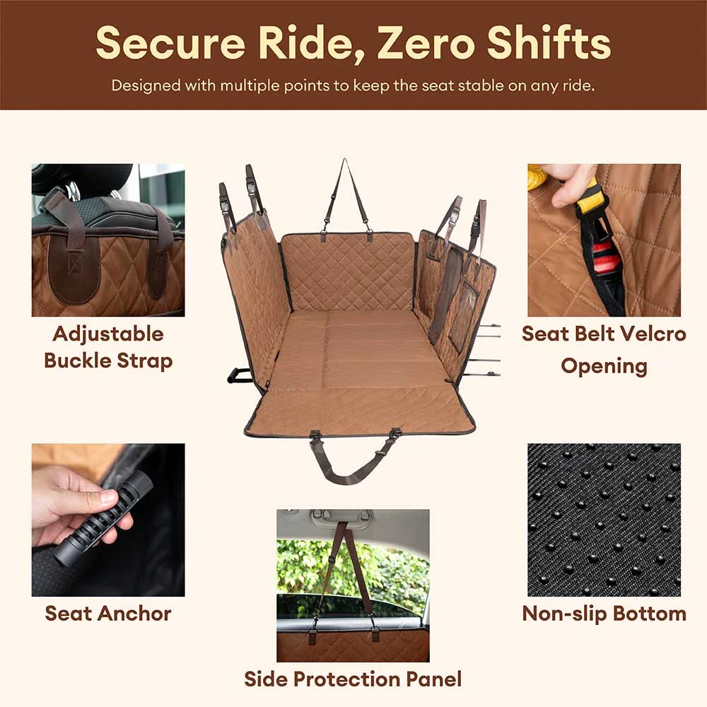 Premium Faux Leather Water-repellent Hammock Dog Car Seat Cover With Mat