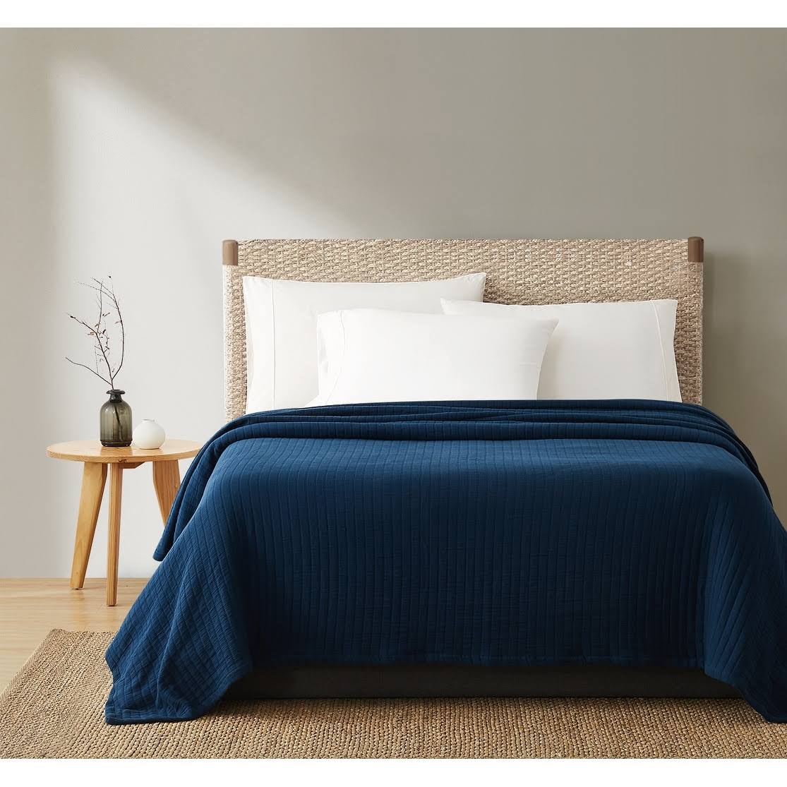 Truly Soft Organic Channel Stitch Blanket - King - Blue
