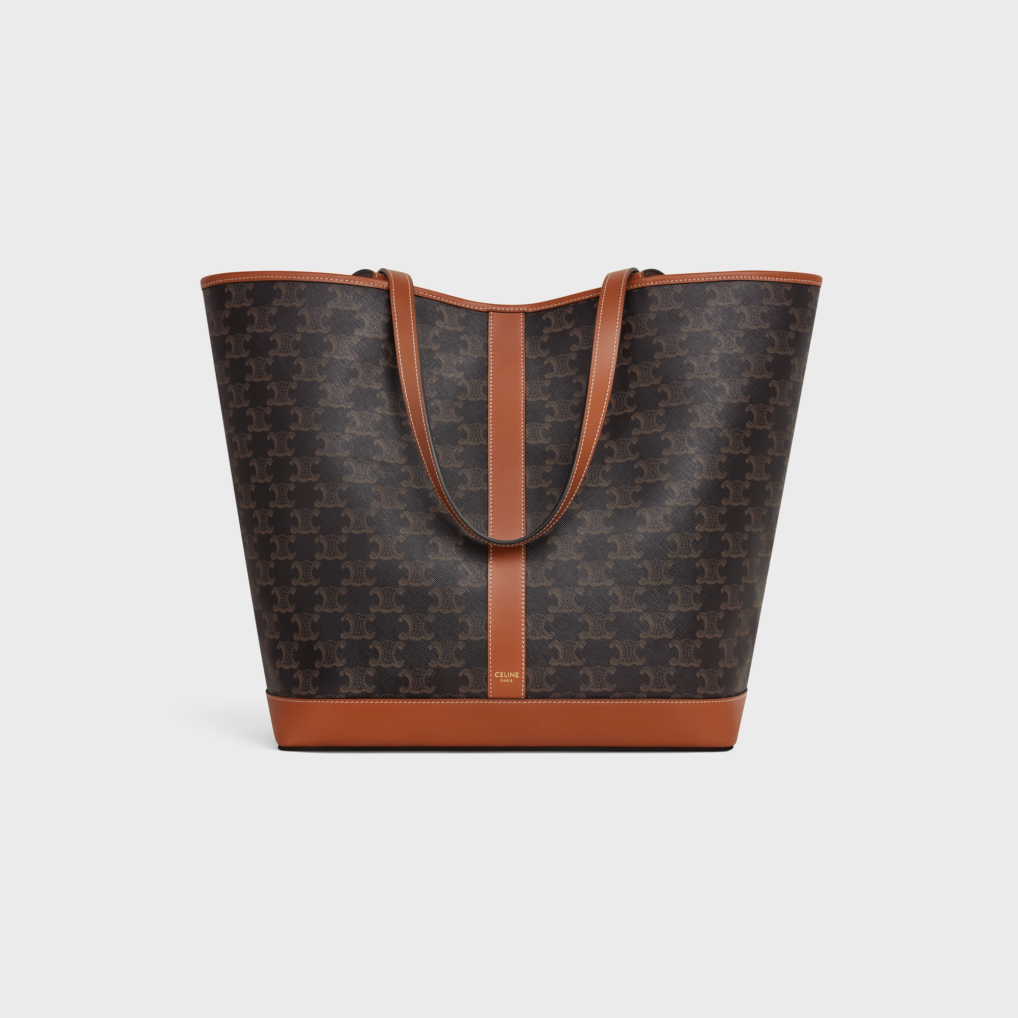MEDIUM CABAS IN TRIOMPHE CANVAS AND CALFSKIN TAN