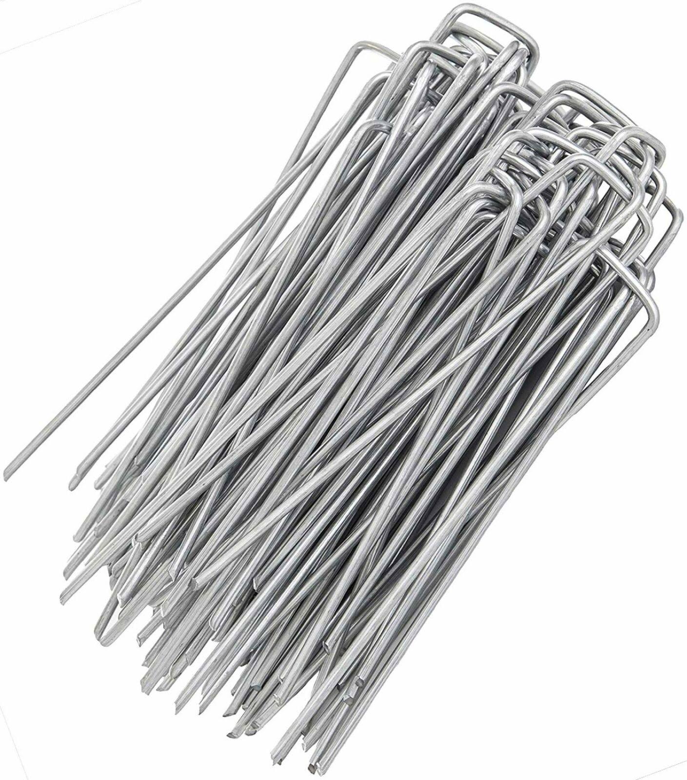 GardenGloss Galvanized Landscape Staples Made of Anti-rust Steel (100 Pieces) - Garden Staples for Blowups, Landscape Fabric & Decoration -