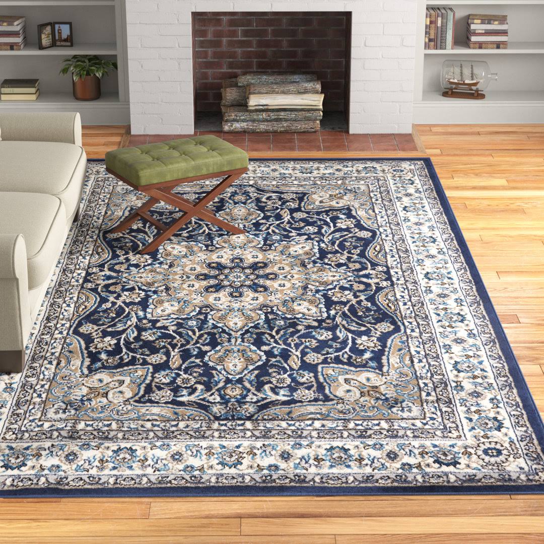 Arend Oriental Navy Blue Area Rug Charlton Home Rug Size: Rectangle 6'6