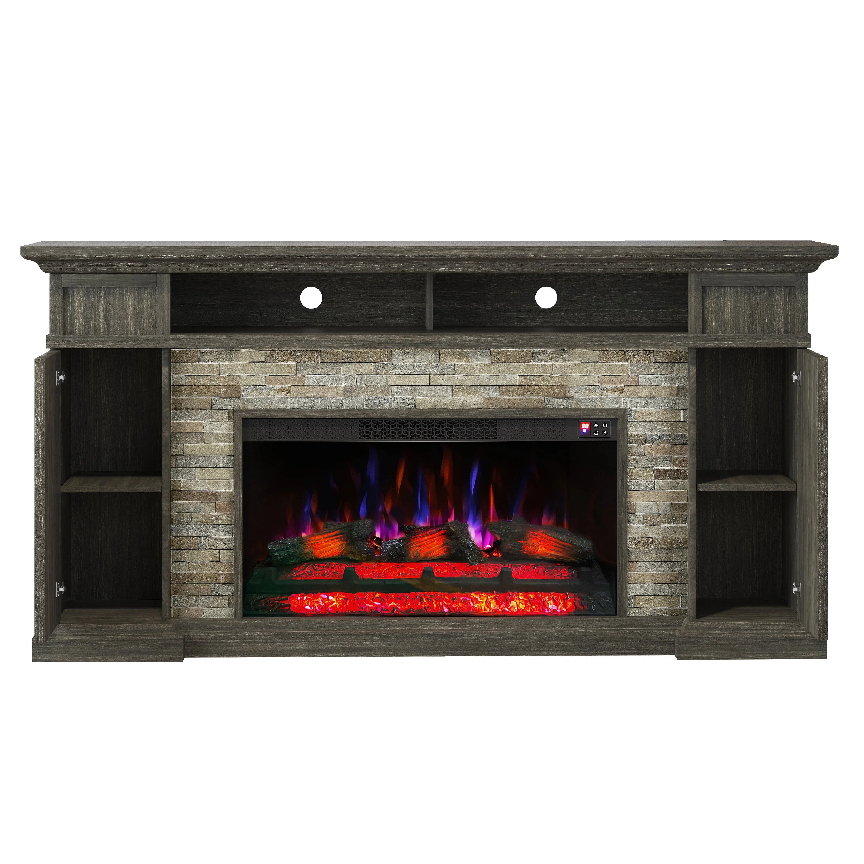 FESTIVO 70" Extra-Wide Freestanding Electric Fireplace - Dark Brown(Dark Brown)