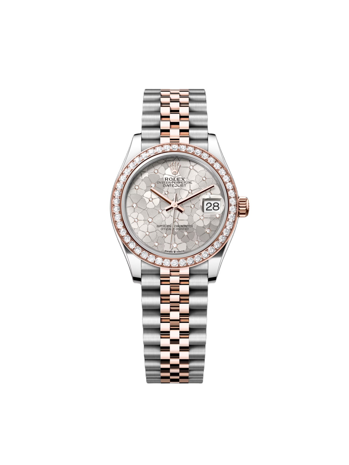【Super Clone】RLX Datejust m278381-0031/0032 Silver Floral Motif Diamond Dial Diamond-Set Bezel 31mm