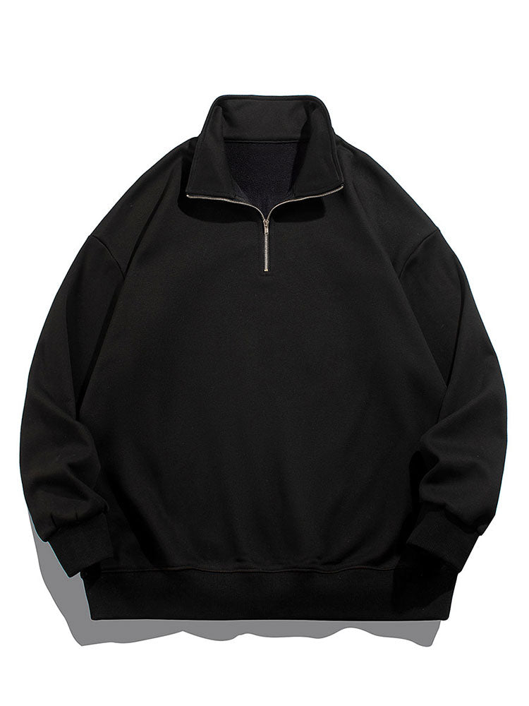 Sweat-shirt Teddy à demi-zip doublé en fausse fourrure