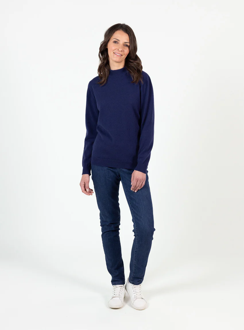 Pull col cheminée femme 100% cachemire Marine Chic