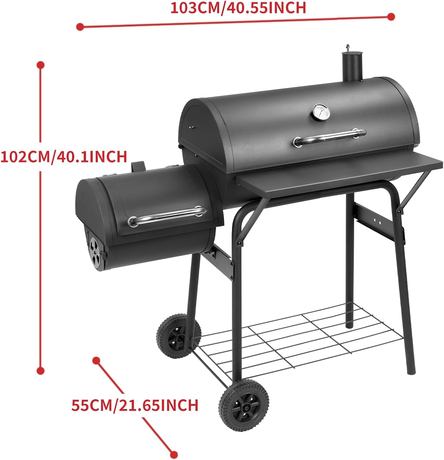 Kendane Barrel Charcoal Grill with offset smoker