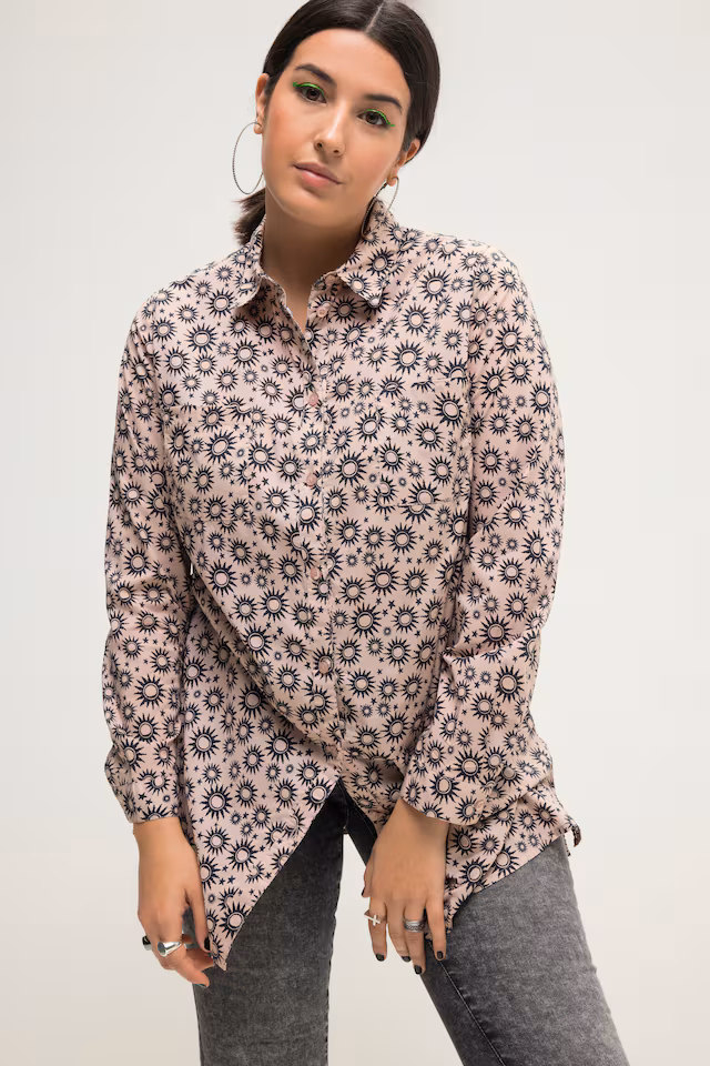 Sun Print Button-Down Blouse