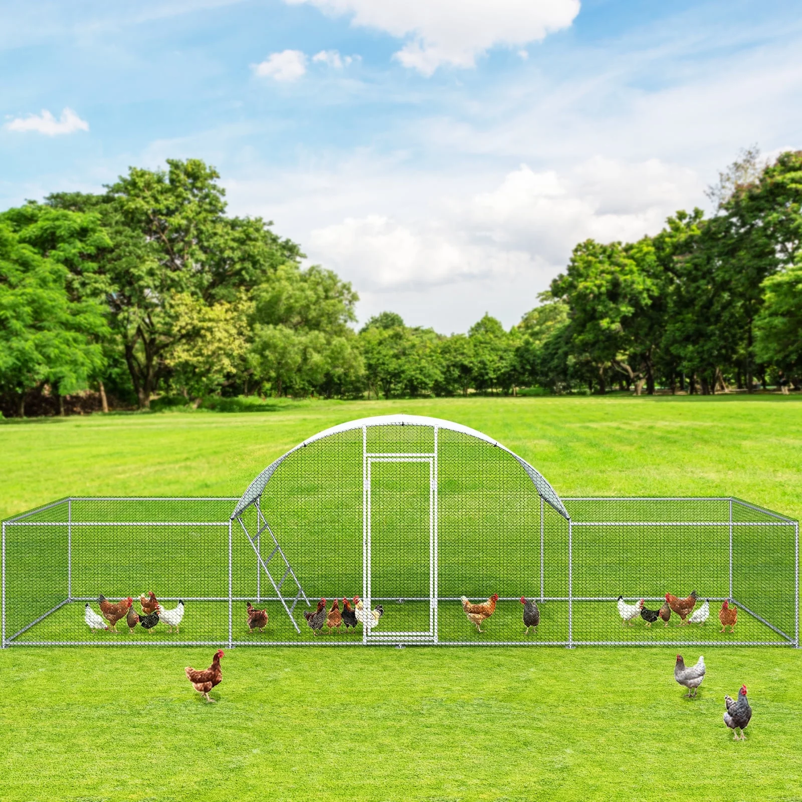 Arlopu Large Metal Chicken Coop, 23FT Walk - in Poultry Cage Chicken Playpen Hen House Rabbits Habitat Cage with Waterproof Cover