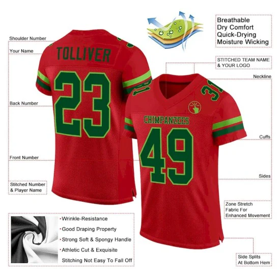 Custom Red Green-Neon Green Mesh Jersey