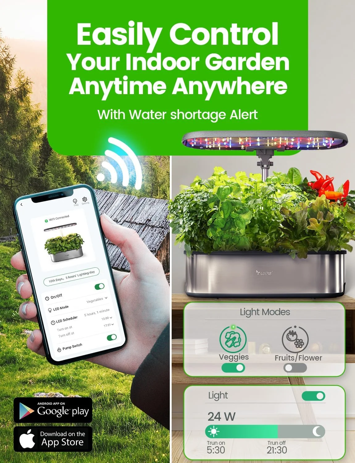 12-Pod Smart Hydroponics System SE Indoor Growing System, APP-Controlled Herb Garden Kit, 5.8lb - Image 3