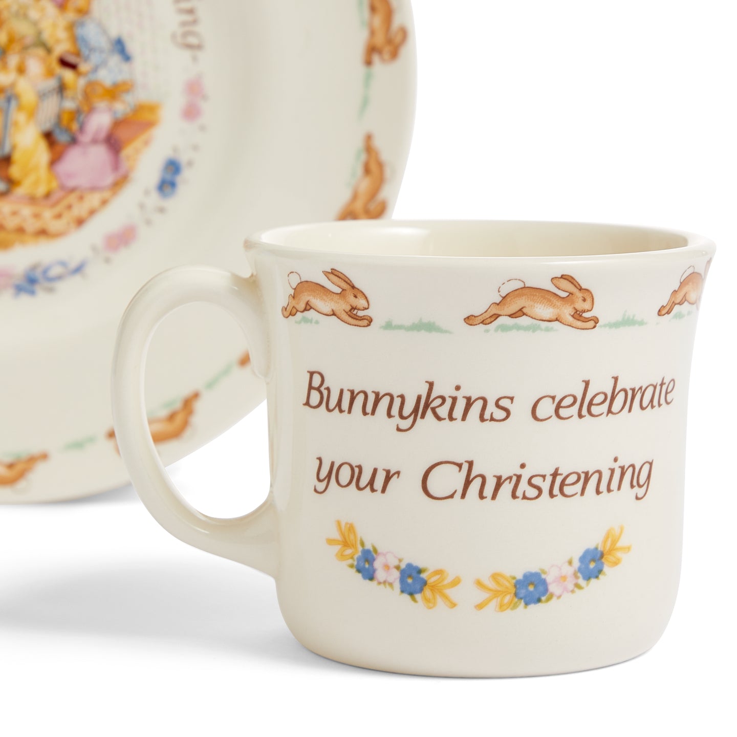 Bunnykins Christening Set: Christening Plate and 1 Handled Hug-a-Mug