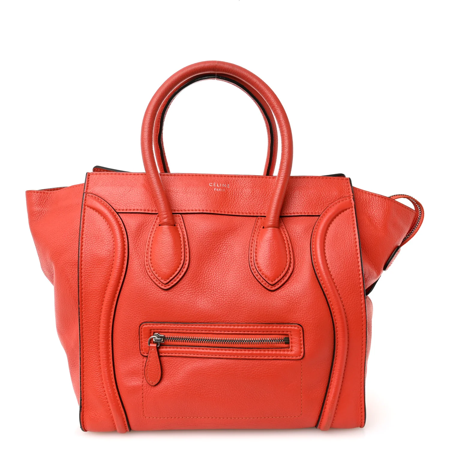Drummed Calfskin Mini Luggage Coquelicot
