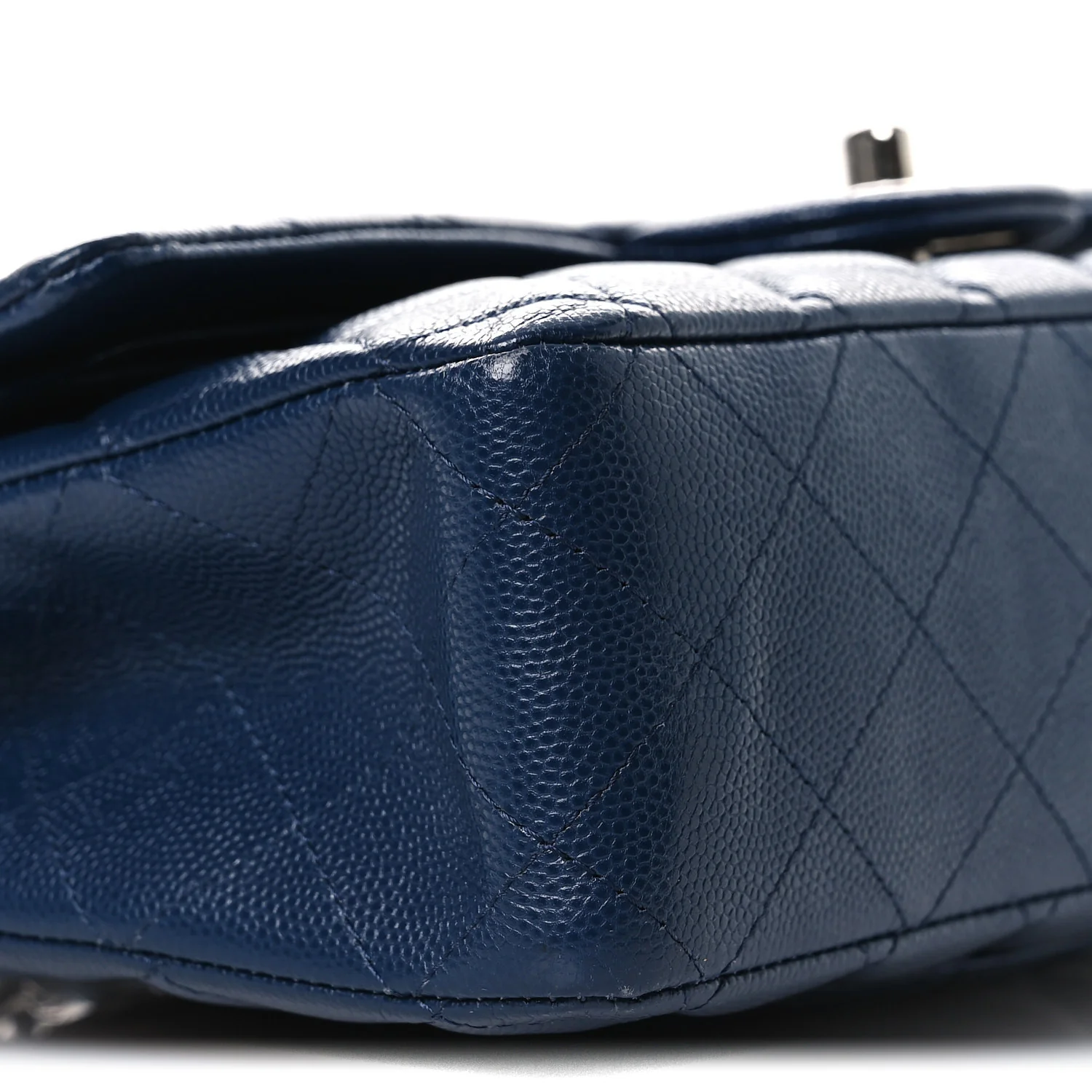 Caviar Quilted Medium Double Flap Navy