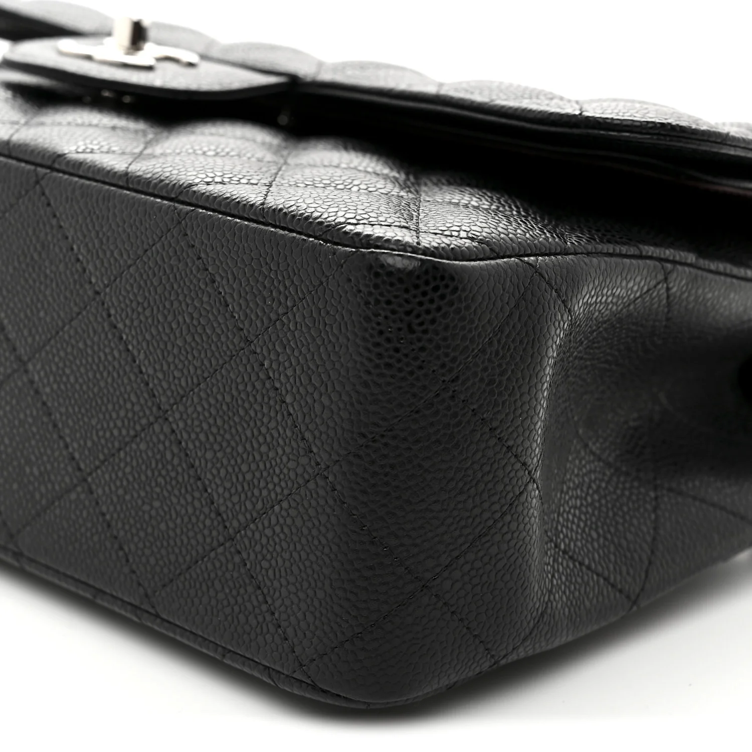 Caviar Quilted Jumbo Double Flap Black