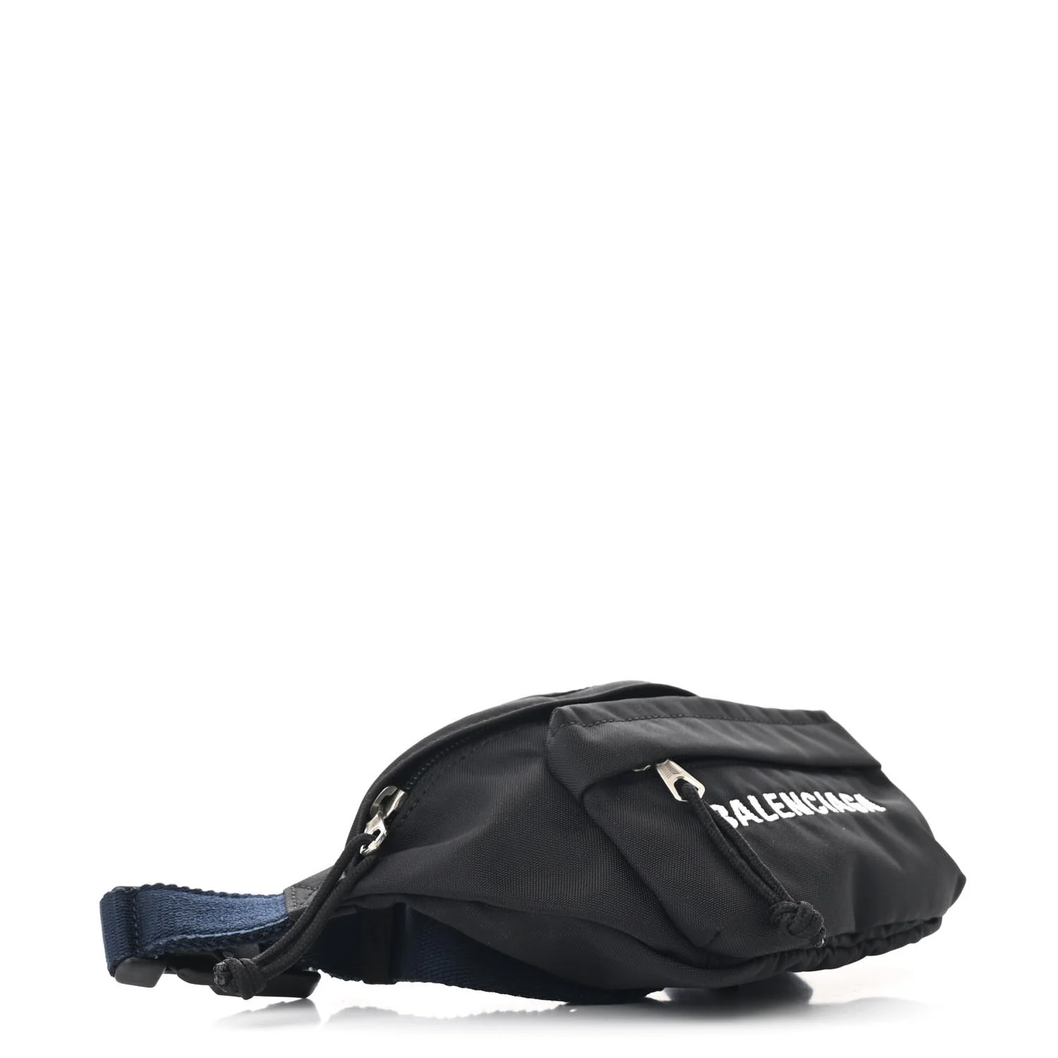 Sport Nylon Logo Embroidered Wheel Belt Bag Black White