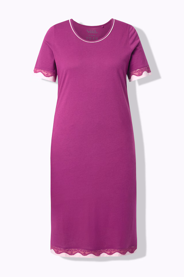 Lace Trim Short Sleeve Nightgown