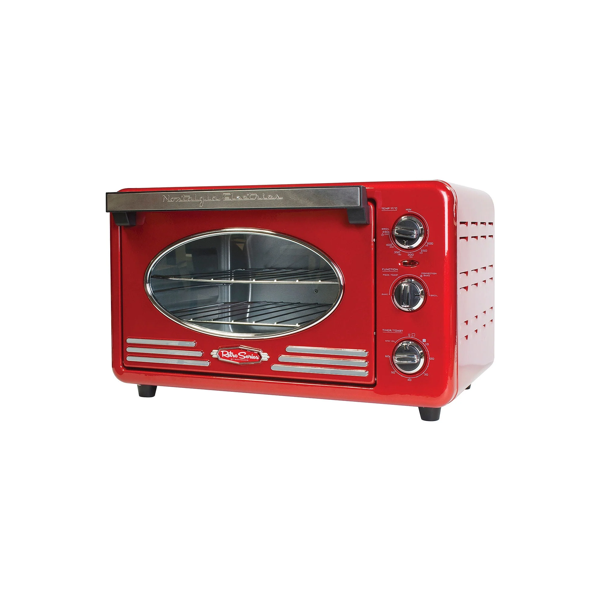 Nostalgia Rtov2russian River Large - Capacity 0.7 - Cu. Ft. Capacity Multi - Functioning Retro Convection Toaster Oven, Retro Red