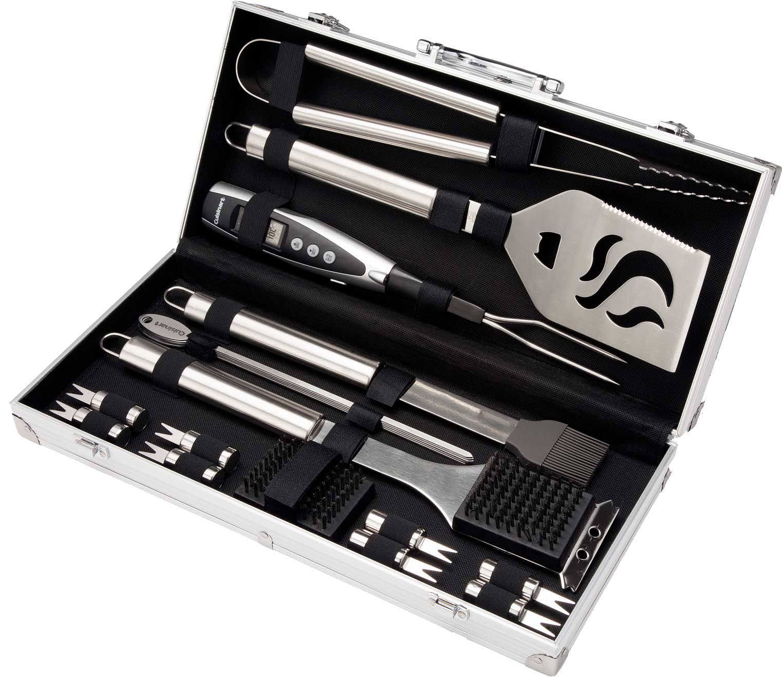 Cuisinart CGS-5020 20-Piece Deluxe Stainless Steel Grill Tool Set, Black/ Silver
