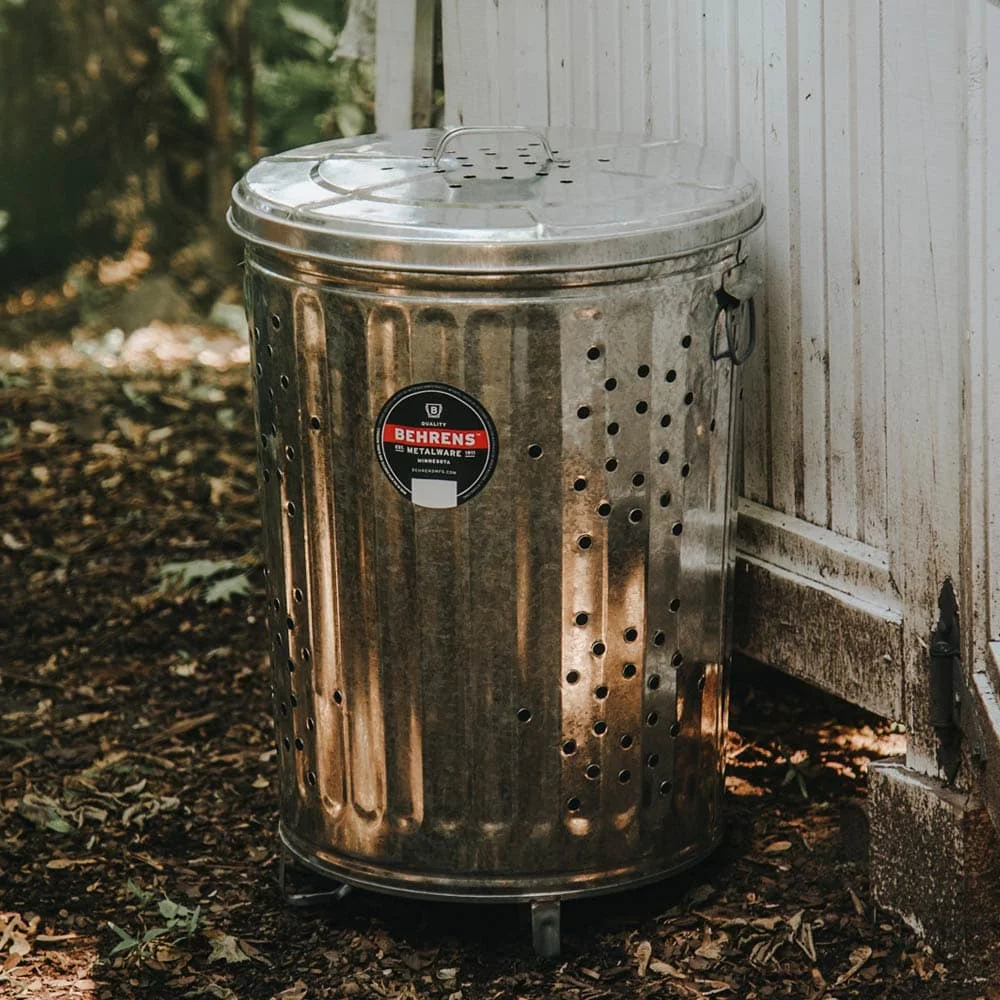 Behrens 20 Gal Galvanized Steel Outdoor Refuse / Composter Can with Lid