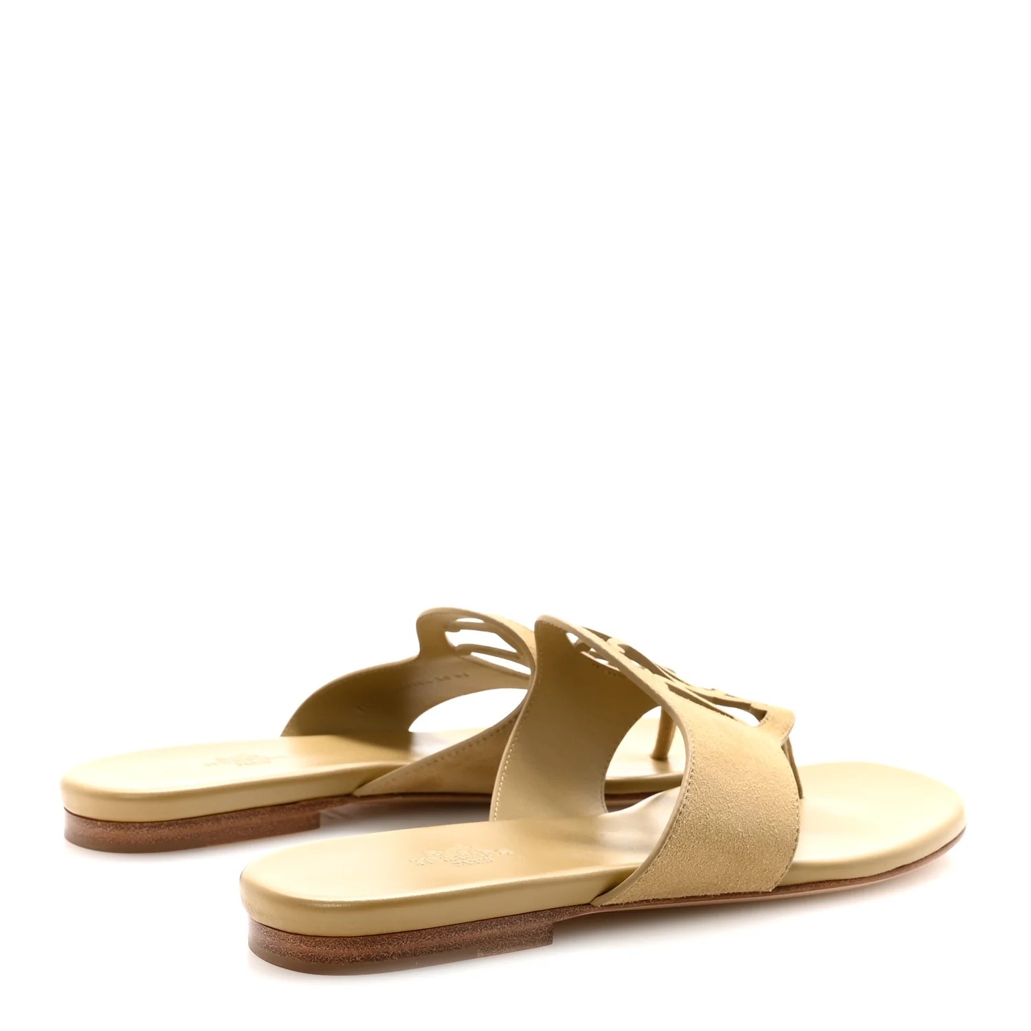 Suede Goatskin Womens Mage Sandals 38.5 Beige Albatre